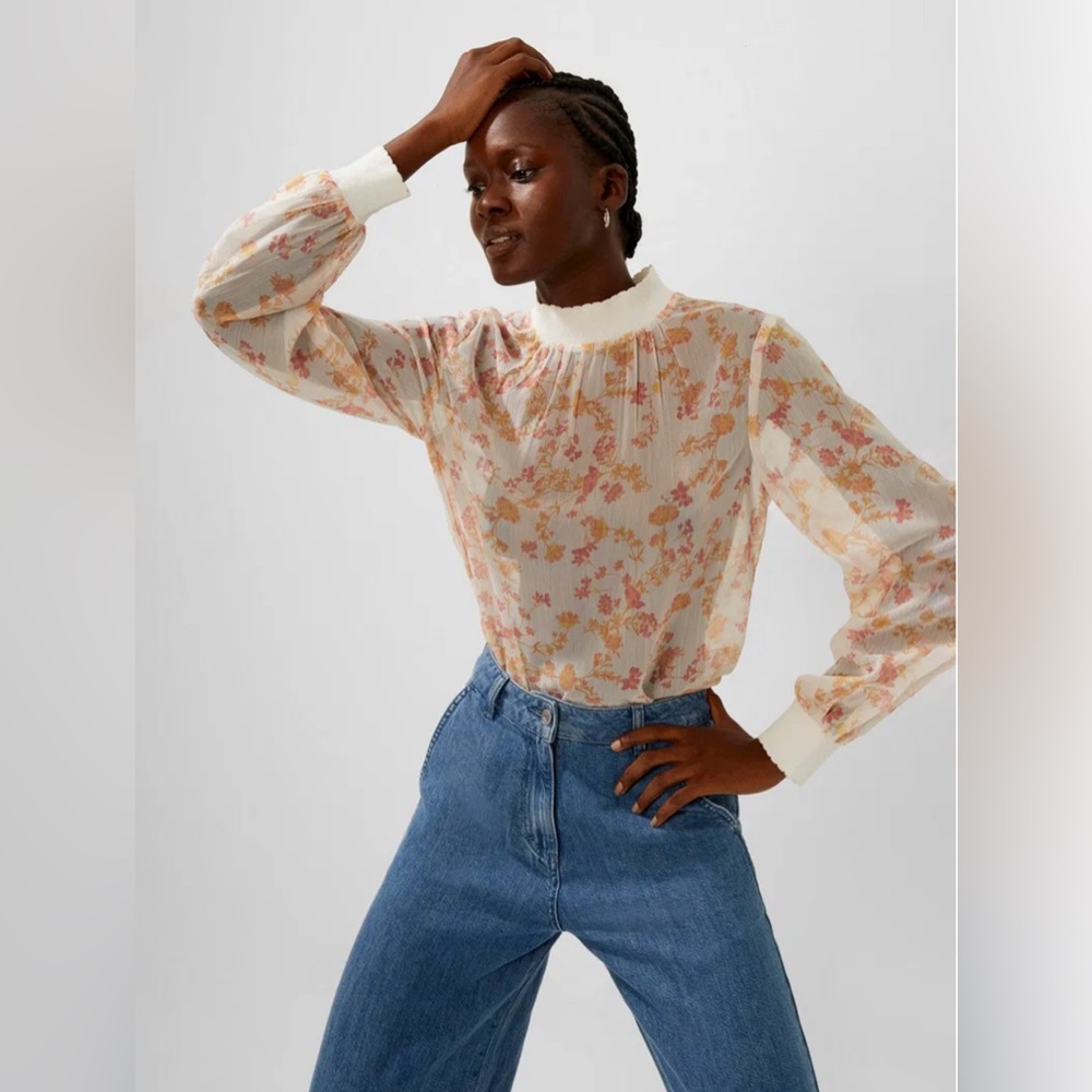 French Connection Diana recycled crinkle long sleeved top Size 6